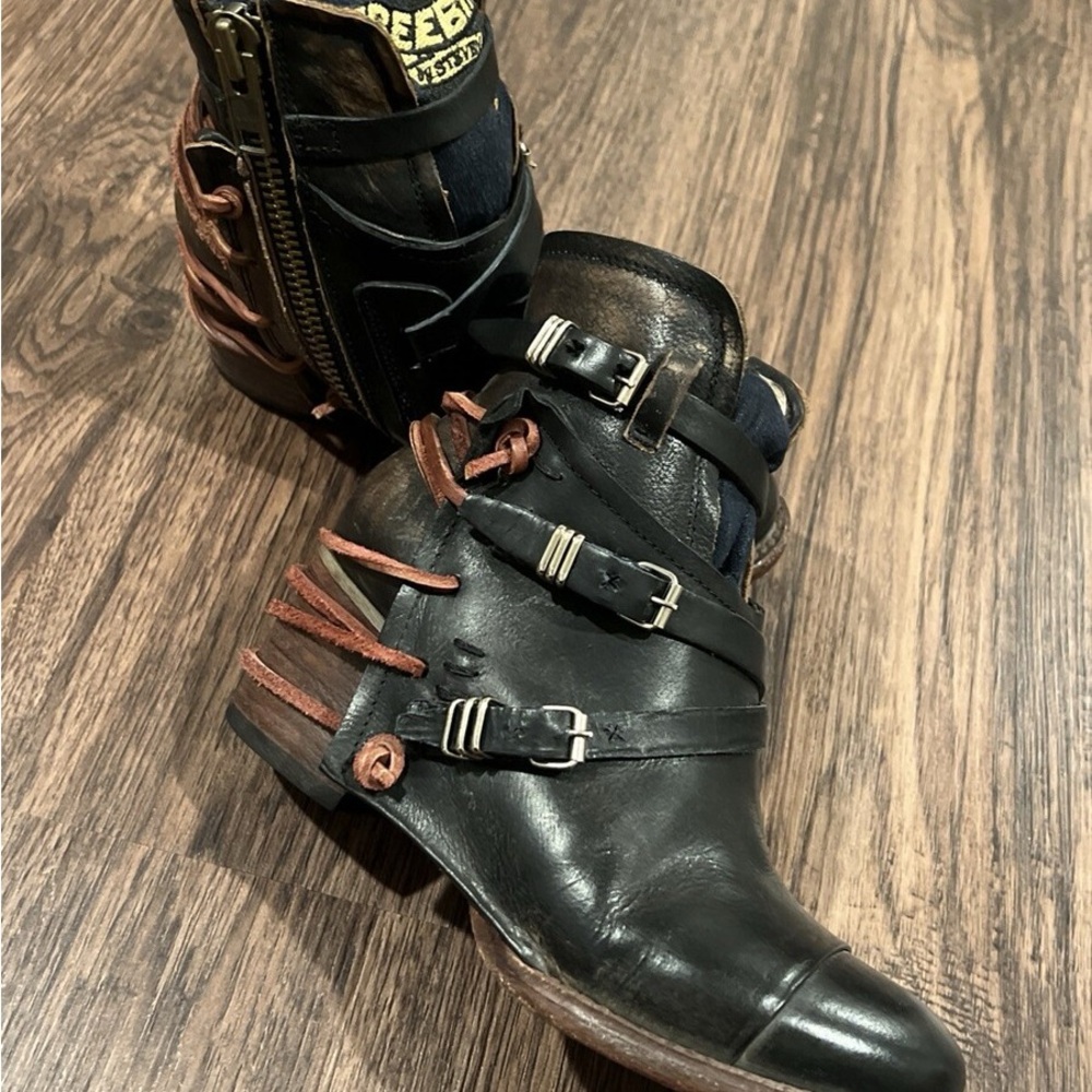Freebird “Crue” Leather Black Boho Bootie